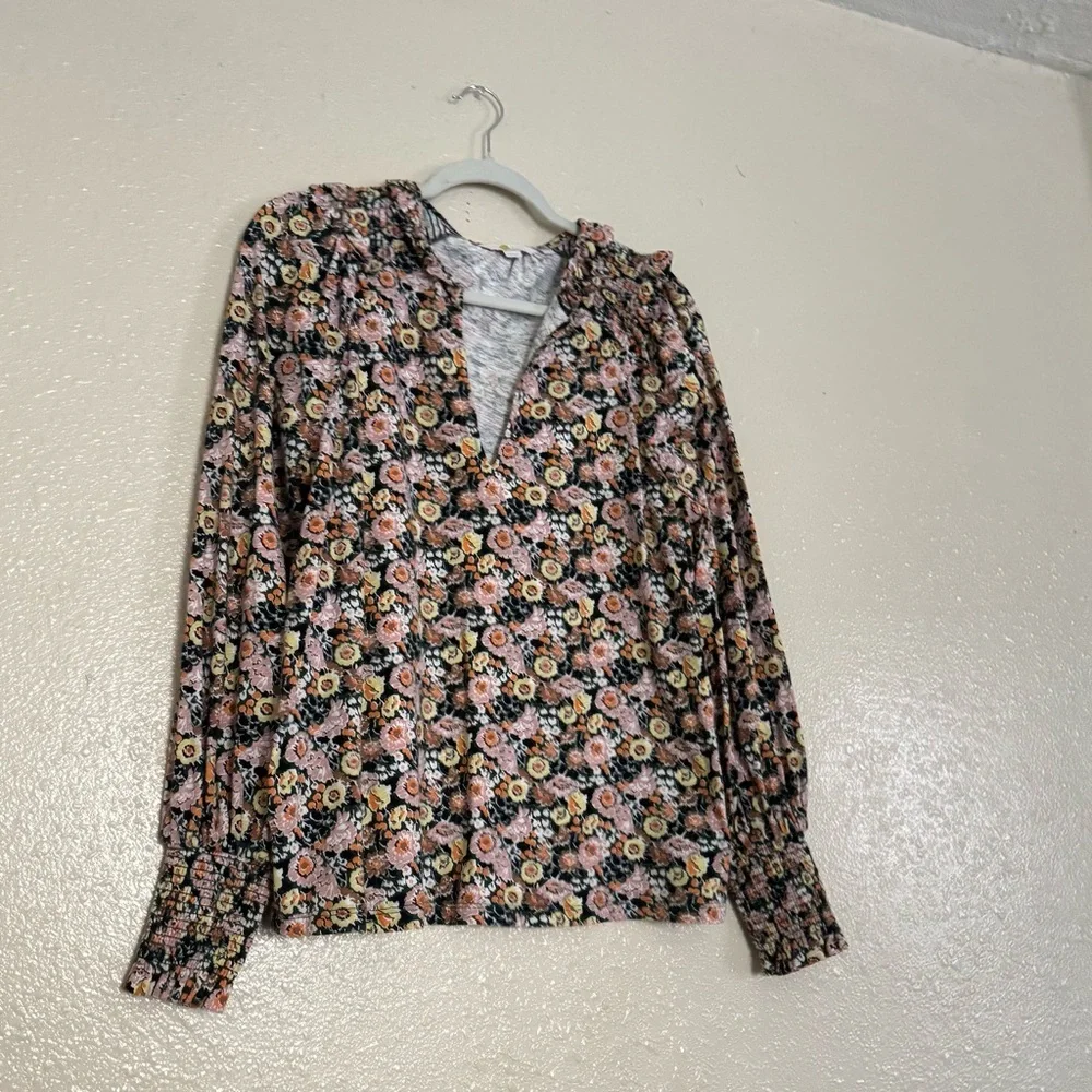 Boden Notch Neck Smocked Frill Top - Picture 8 of 9
